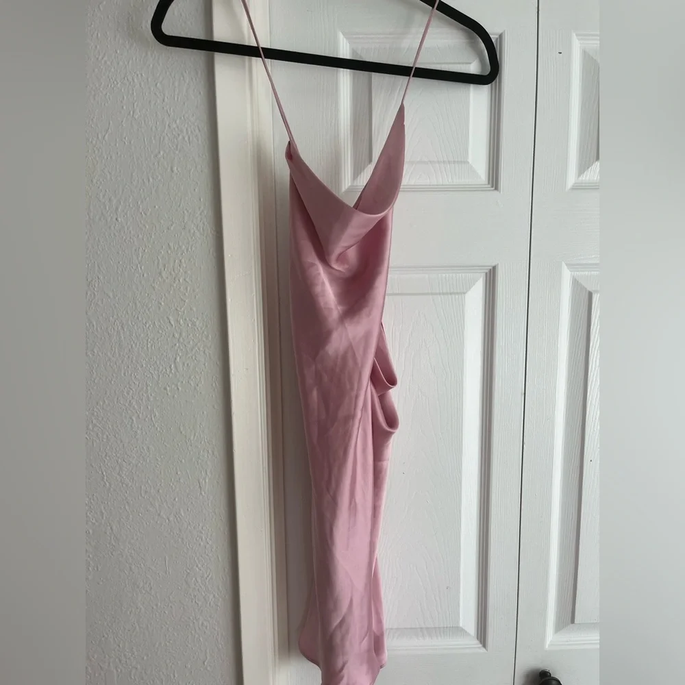 Zara (NEW W/ TINY FLAW) Pink Satin Open Back Mini Dress